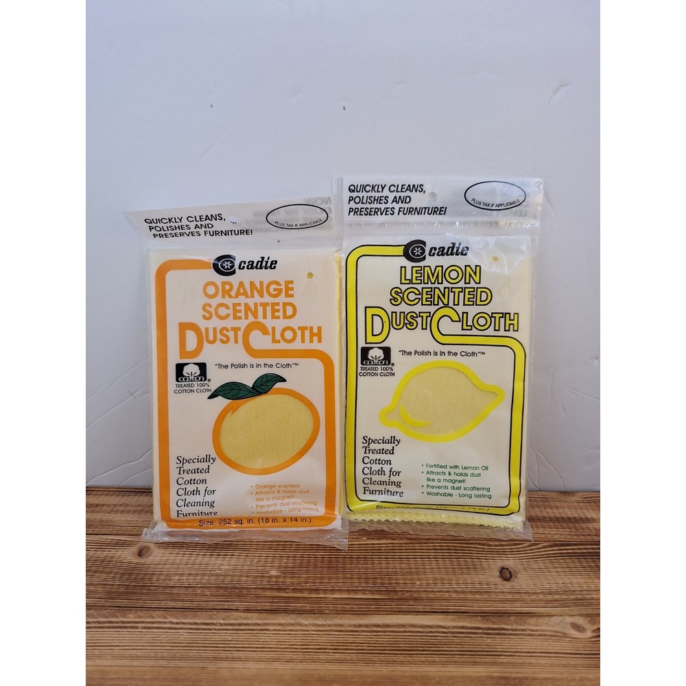 Orange And Lemon Scented Cotton Dust Cloth by Cadie New Old Stock Lot 2 Packs